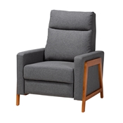 Baxton Studio Halstein Mid-Century Modern Grey Fabric and Walnut Brown Finished Wood Lounge Chair Baxton Studio restaurant furniture, hotel furniture, commercial furniture, wholesale dining room furniture, wholesale chair, classic fabric chairs